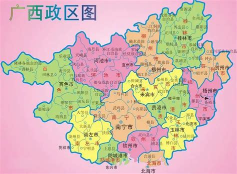 梧州市行政区划地图：梧州市辖3个县、3个市辖区，代管1个县级市分别是哪些？
