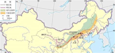 中国万里长城地图,万里长城在地图上,中国万里长城分布图_大山谷图库