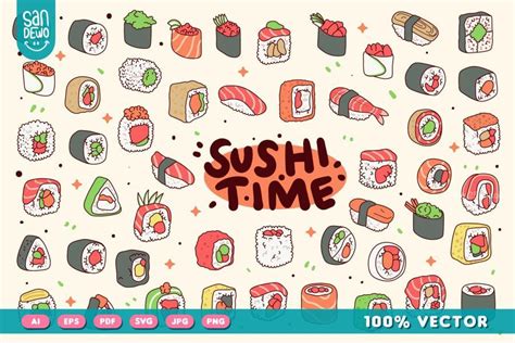 手绘小清新寿司食物卡通插画素材图片免费下载-千库网