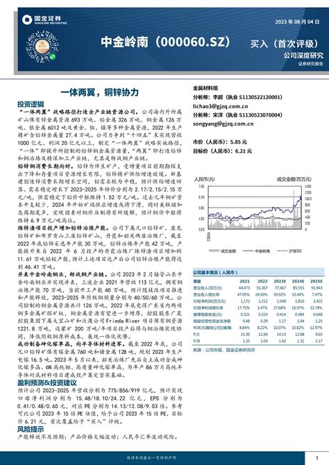 中金岭南-000060-公司深度研究：一体两翼，铜锌协力-20230804-国金证券-33页_报告-报告厅