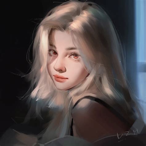 甜美女生板绘头像图片