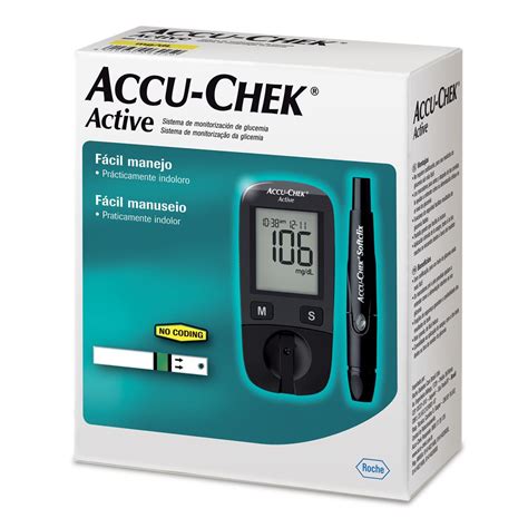Kit Medidor de Glicose Accu-Chek Active 1 Monitor + 10 Tiras teste + 1 ...