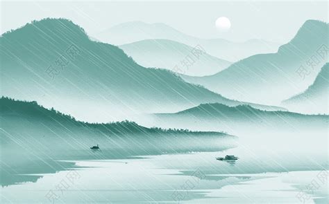 中国风谷雨山水谷雨原创插画素材免费下载 - 觅知网