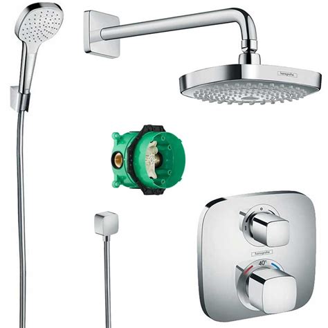 Hansgrohe Croma Select E Shower System & Ecostat E Theromostatic Mixer Set
