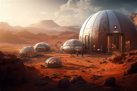 火星上的殖民地就像红色星球,科幻动画火星星球上的殖民地高清图片下载-正版图片300144688-摄图网
