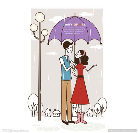 雨中漫步的情侣 素材图片免费下载-千库网