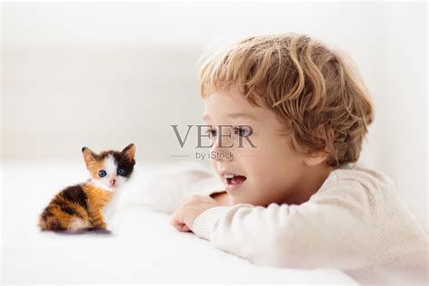 小女孩和可爱的小猫在一起玩耍插画图片素材_ID:416846865-Veer图库