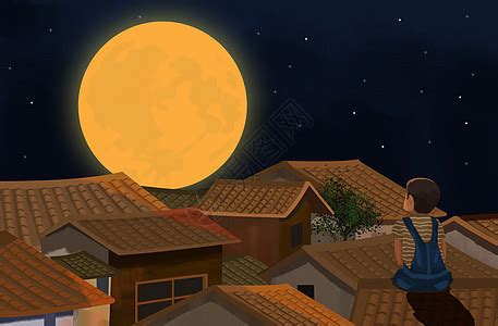 与月亮一起漂流的小男孩插画图片下载-正版图片401573533-摄图网