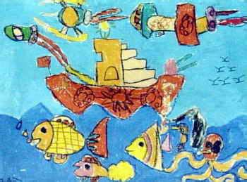 儿童画手撕大海－堆糖，美好生活研究所