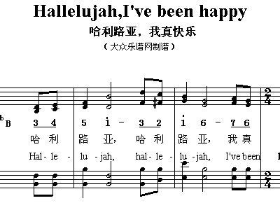 Hallelujah i ve been happy 哈利路亚 我真快乐 圣歌合唱 中英 圣歌合 歌谱 简谱,五线谱