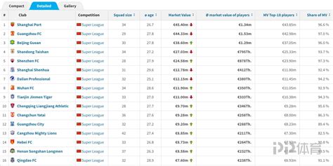 中超俱乐部身价排行榜：海港4540万欧领跑 深圳队后来者居上_PP视频体育频道