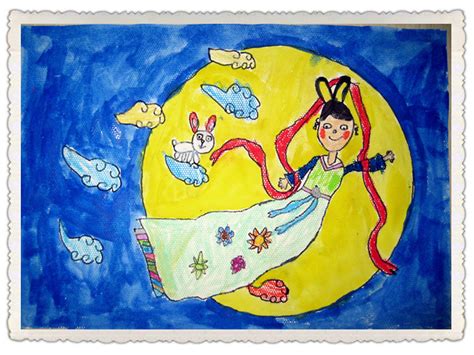 嫦娥抱着玉兔奔月的简笔画