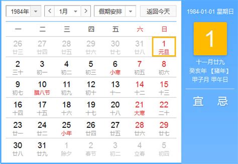 1983年农历阳历表