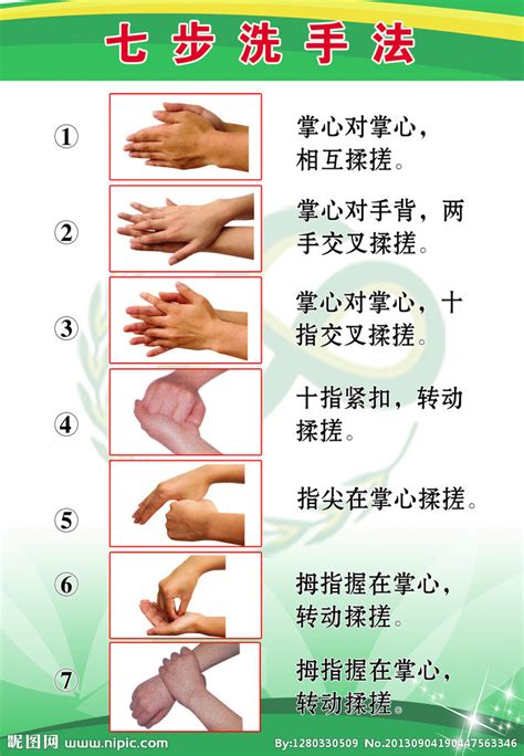 七步洗手法图片可打印