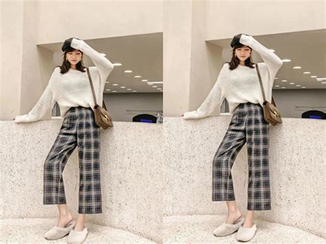 修身格子褲子搭配什么衣服和鞋子好看