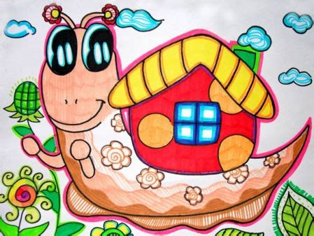 4岁儿童画画蜗牛